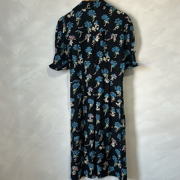 Anna Sui Berard Faces Print Dress Floral Buttons shirt dress size 2 made in usa - Picture 12 of 13
